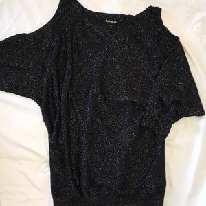 Express cold shoulder metallic top size M